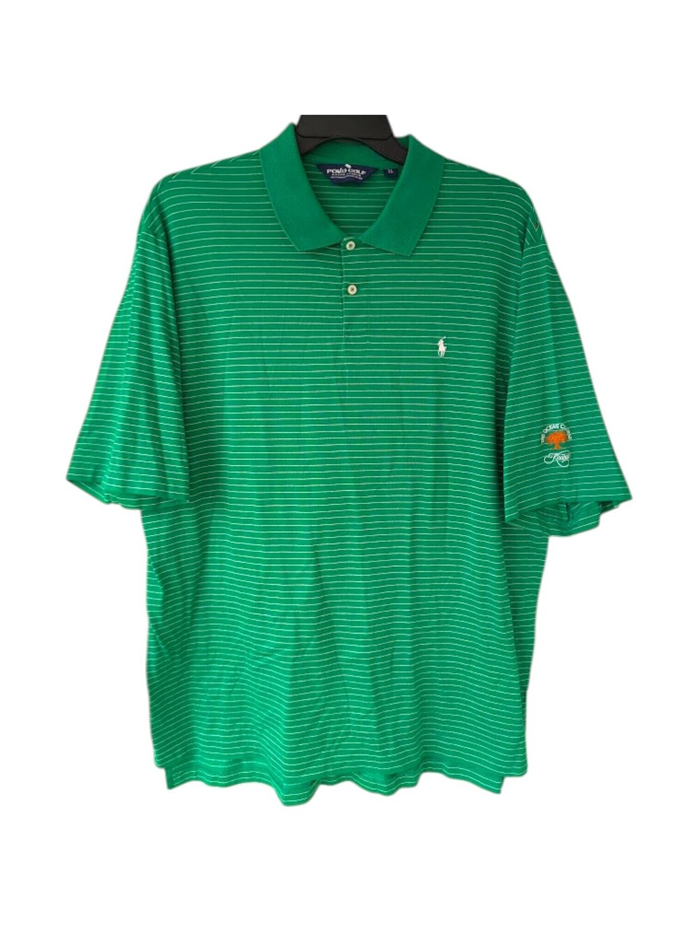 Vintage Polo Golf Ralph Lauren XL Green Striped Polo Kiawah Ocean Course 25.5x32
